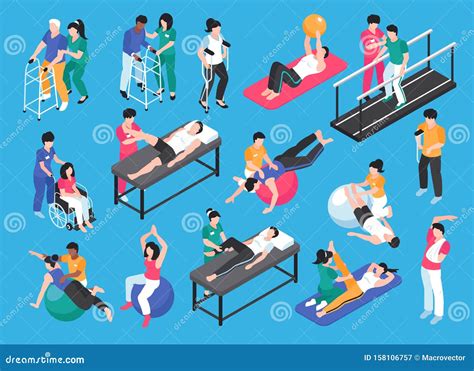 Physiotherapy Isometric Flowchart Composition Vector Illustration