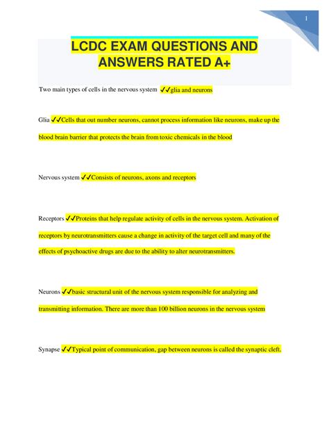 Lcdc Exam Questions And Answers Rated A Exams Nursing