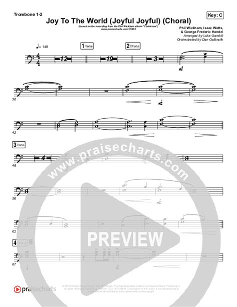 Joy To The World Joyful Joyful Choral Anthem SATB Trombone Sheet