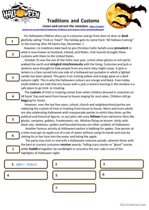 Halloween A2 B1 English Esl Worksheets Pdf And Doc