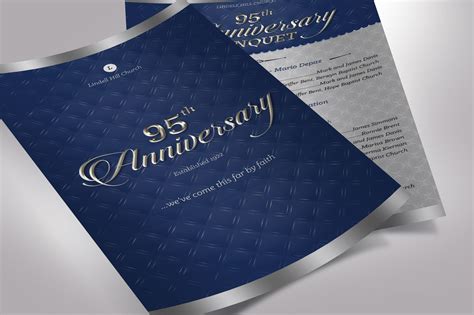 Silver Blue Church Anniversary Program One Sheet Word Etsy