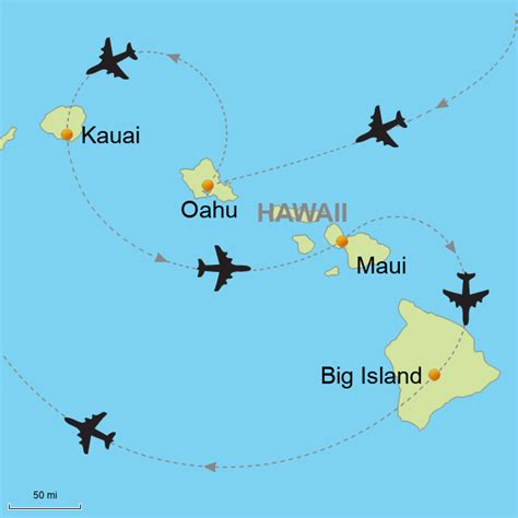 Stepmap Oahu Kauai Maui And Big Island By Air Landkarte F R Usa