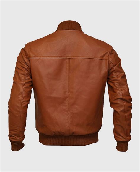 Mens Brown Leather Bomber Jacket Gjs