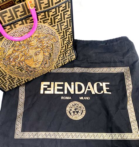 Fendace 2022 Fendi Versace Ff Medusa Embellished Sunshine Tote Bag