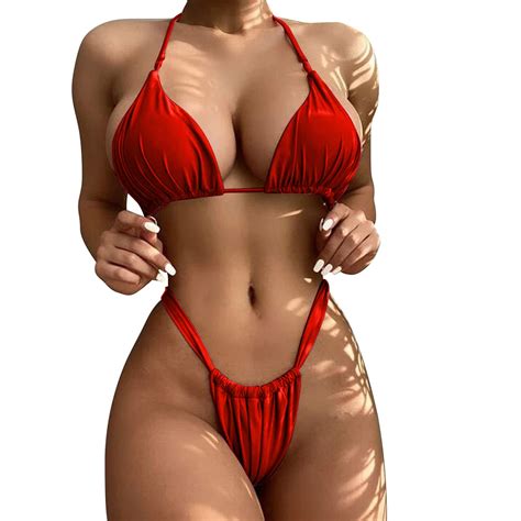 XIUH Bikini Set For Women Wireless Push Up Swimsuit Triangle Bikini