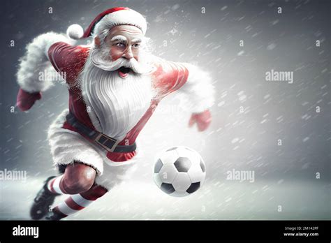 Santa Claus Es Un Jugador De F Tbol Que Juega Al F Tbol Corriendo En Un