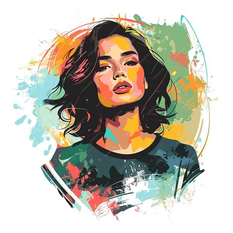 Premium Vector Portrait Of Beautiful Young Woman In Grunge Style