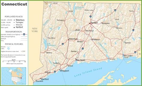 Connecticut highway map - Ontheworldmap.com