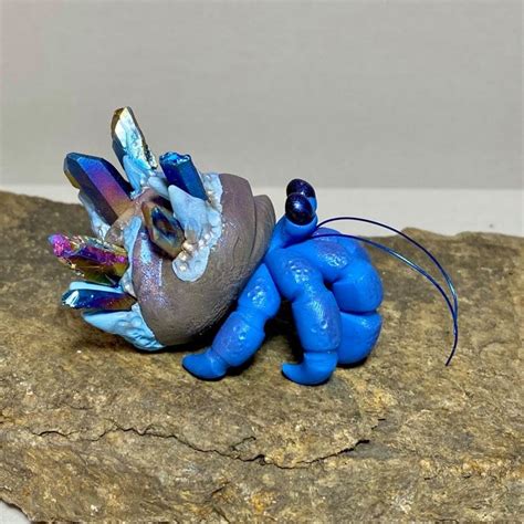 Crystal Hermit Crab Sculpture Polymer Clay Hermit Crab Crab