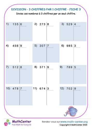 Division Chiffres Par Chiffre Fiche Fiches De Travail Math