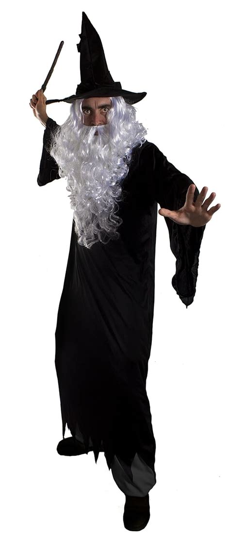 DARK WIZARD HALLOWEEN FANCY DRESS COSTUME FOR MEN BLACK RAGGED ROBE