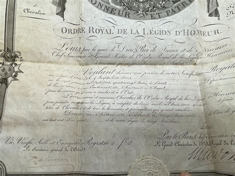 Auguste Louis Pierre Pérardel Grand diplôme de Chevalier de la Légion