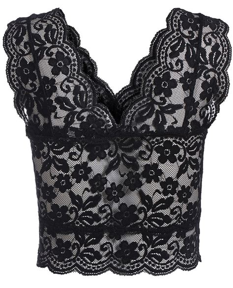 Black V Neck Sheer Lace Tank Topfor Women Romwe