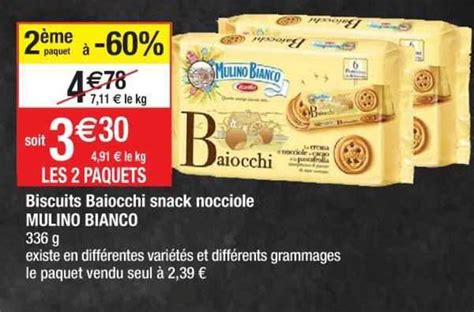 Promo Biscuits Baiocchi Snack Nocciole Mulino Bianco Chez Cora