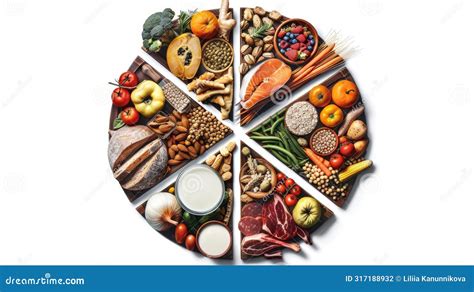 A Food Group Pie Chart Alongside A Pyramid Diagram Illustrating The