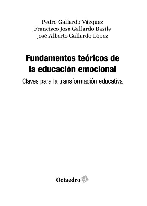 PDF Fundamentos teóricos de la educación emocional Claves para la