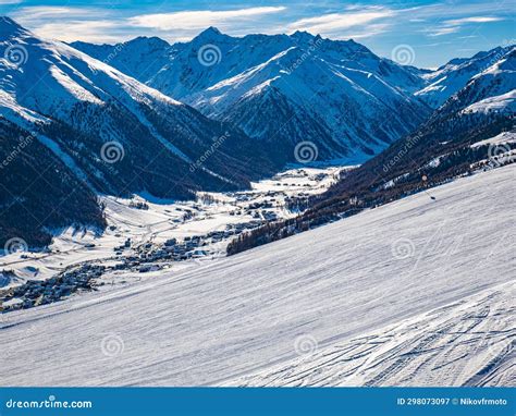 Ski Slopes Of Livigno A Resort In The Italian Alps Stock Image Image