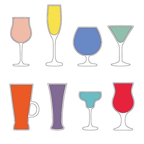 Cocktailgläser icon pack vintage farben Premium Vektor