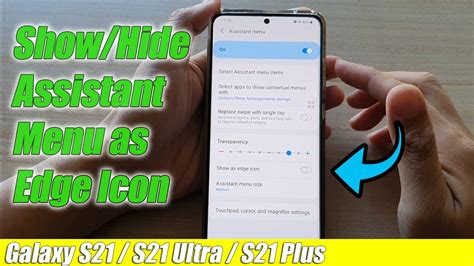 Galaxy S21 Ultra Plus How To Show Hide Assistant Menu As Edge Icon Youtube