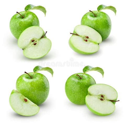 Green Apple Slice Collection Stock Photo - Image of fresh, bright ...