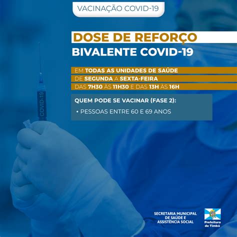 Timbó vacina pessoas entre 60 e 69 anos dose de reforço bivalente