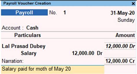 Payroll Voucher In Tally Prime