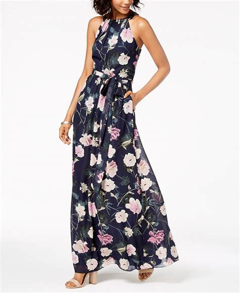 Sl Fashions Floral Print Chiffon Maxi Dress Macys