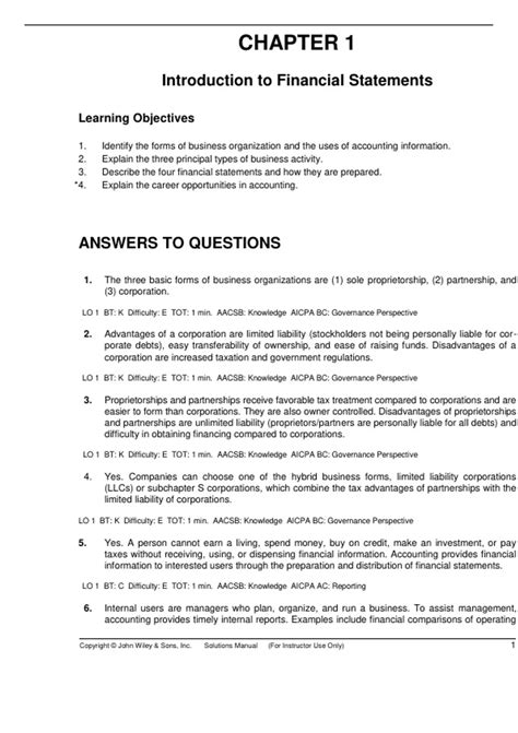 Solution Manual for Financial Accounting Tools For Business Decision