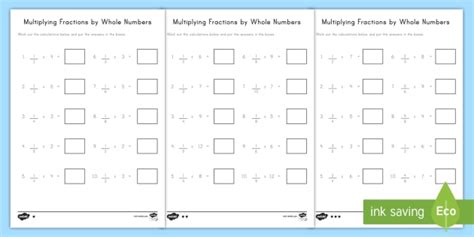 Multiplying Fractions By Whole Numbers Worksheets