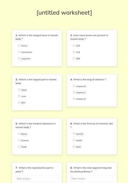 [untitled Worksheet] Interactive E Worksheet Quickworksheets