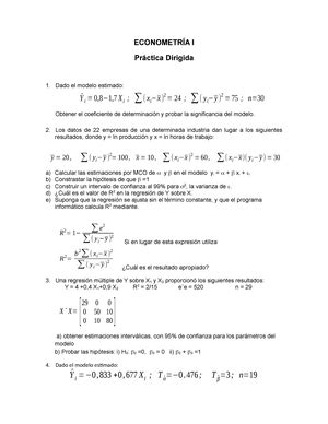 Soluc Practica 3 Solucionario Ejercicios Econometría I UNIVERSIDAD