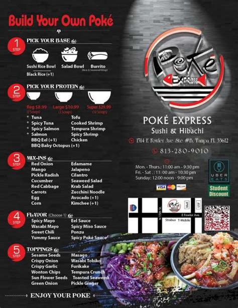 Poke Express Sushi Hibachi Menu In Tampa Florida USA