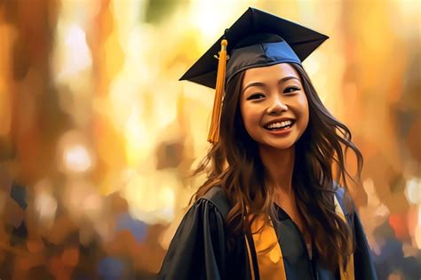 Premium Photo A Student Wearing A Graduation Cap And Gown Smiles At