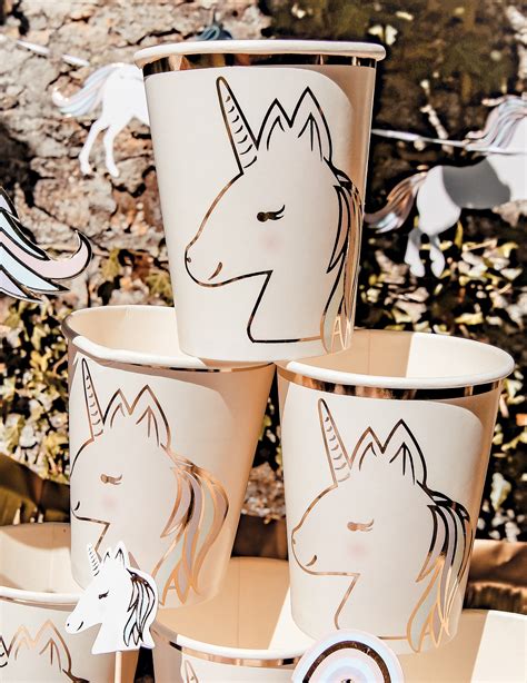 Gobelets En Carton Licorne Pastel Et Or Ml Vegaooparty