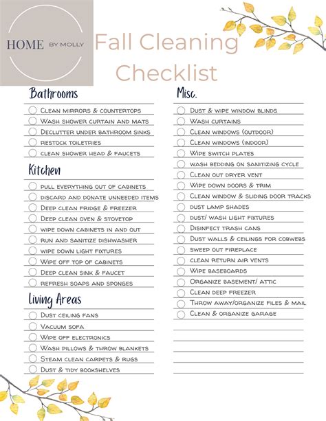 Fall Cleaning Checklist MOLLY BURTON