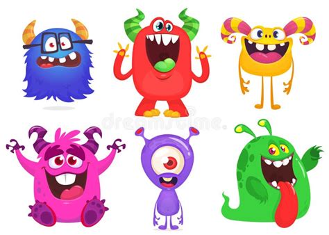 Funny Cartoon Monsters Set Monster Yeti Troll Gremlin And Alien