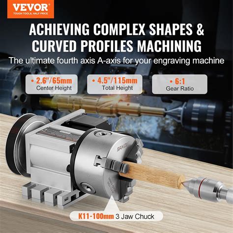 Vevor Dividing Head K Mm Jaw Chuck Cnc Router Milling Machine