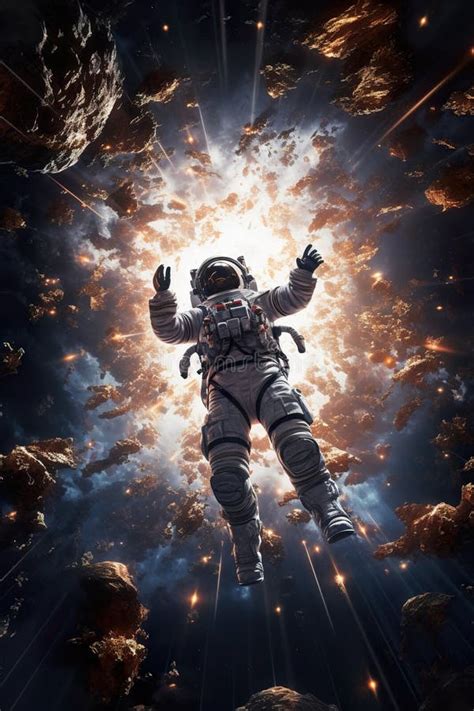 Abstract Illustration Of Astronaut Floating In Outer Space Dreamlike