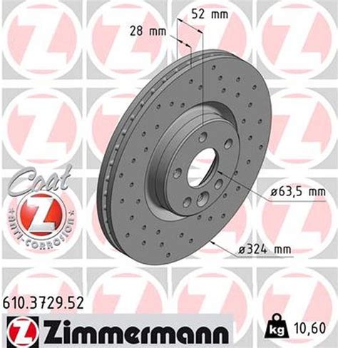 Zimmermann Sport Brake Disc For Volvo Xc60 156 Front Zimmermann Bremsentechnik