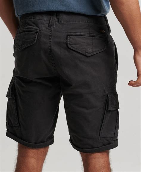 Mens Organic Cotton Core Cargo Shorts In Black Superdry Uk