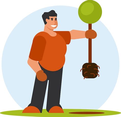 Imagen Vectorial De Un Hombre Plantando Un Rbol Aislado Sobre Fondo