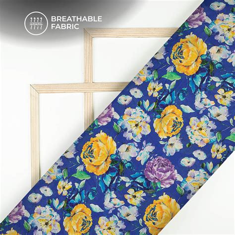 Exclusive Floral Digital Print Poly Cambric Fabric Fabcurate