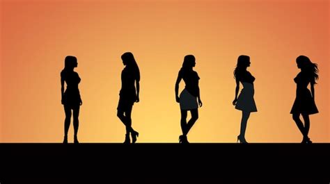 Premium Vector A Group Of Women Standing In Front Of A Orange Background