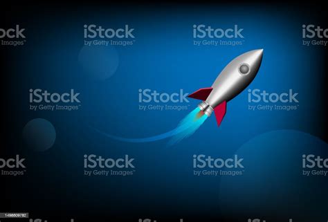 Space Rocket Flies In Space Spaceship Flying Vector Illustration Stock Illustration Download