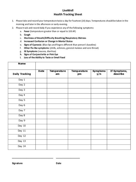 Fillable Online LiveWell Health Tracking Form Fax Email Print PdfFiller