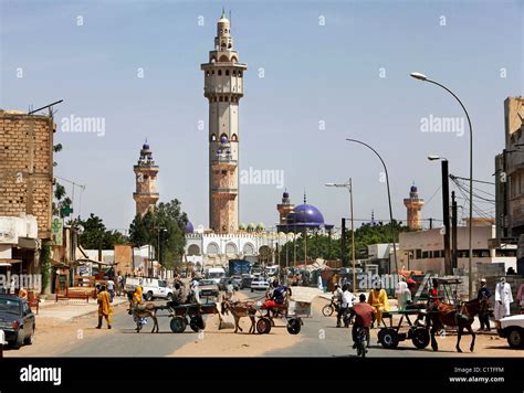 View Of The Great Mosque From Street In Touba Senegal West Africa