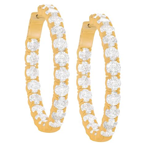 18k Yellow Gold Diamond Earrings For Sale At 1stdibs Diamond Hoop