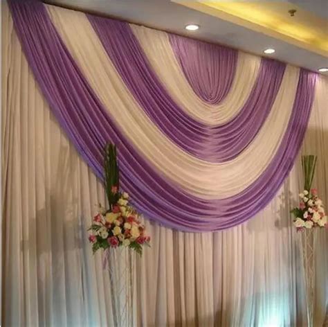 3*6m Romantic wihte Wedding backdrop curtains with purple white swags ...