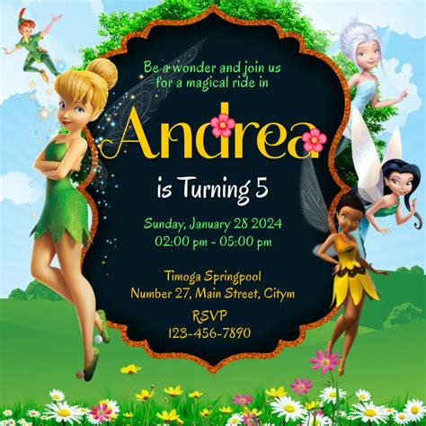 Birthday Invitation Tinkerbell Template Postermywall