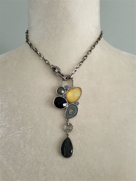 Lia Sophia Azure Multi Stone Colored Silvertone Penda Gem